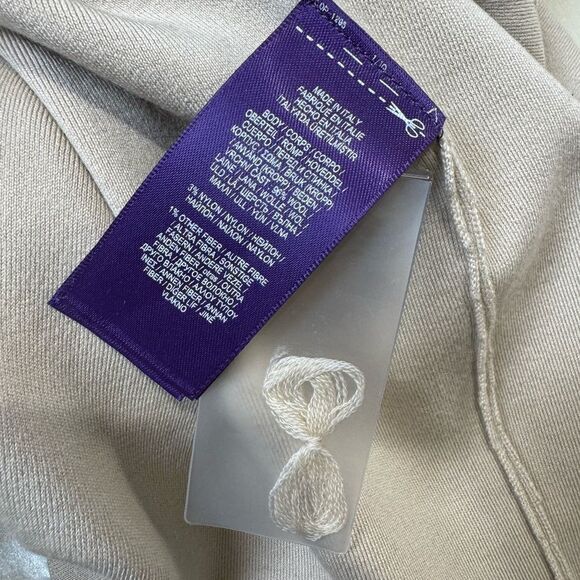 Ralph Lauren Purple Label Wool Beige Long Sleeve Suede Dress NWT Small - Picture 11 of 12